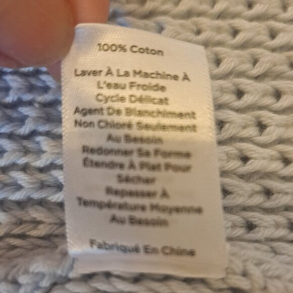 HAVEN Well Within Shawl Collar Ice Blue Open Front Cotton Cardigan Sz L - Picture 9 of 10